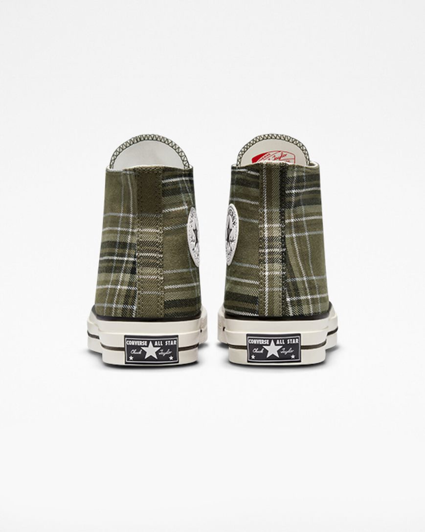 Zapatillas Altas Converse Chuck 70 Tartan Hombre Verde Oliva Negras | PE 2L4507